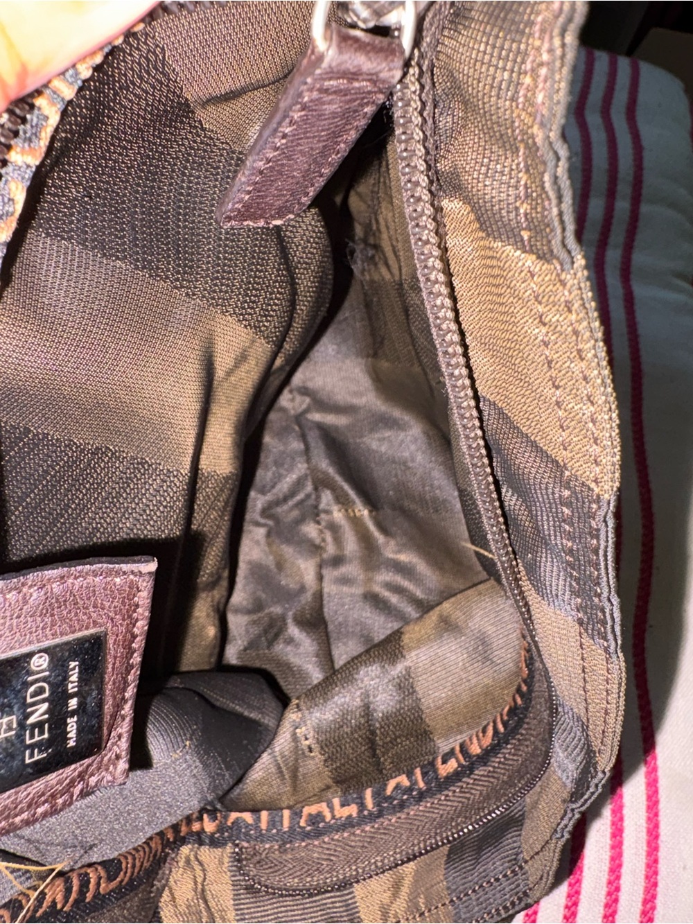 Fendi Olive Green and Black Striped Crossbody Bag - Picture 5 of 8